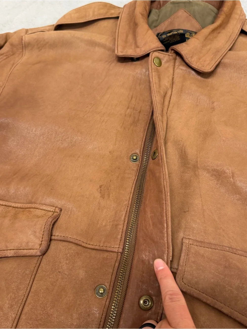 Vintage Eddie Bauer Brown Soft Leather Jacket Patina Broke-In Distressed Men’s L